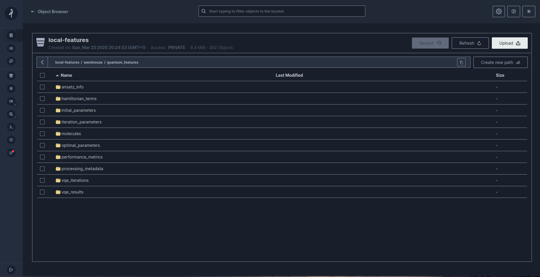 Airflow task log showing successful completion of the quantum feature processing job